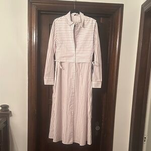 Rosetta Getty Long Sleeve Striped Shirt Dress